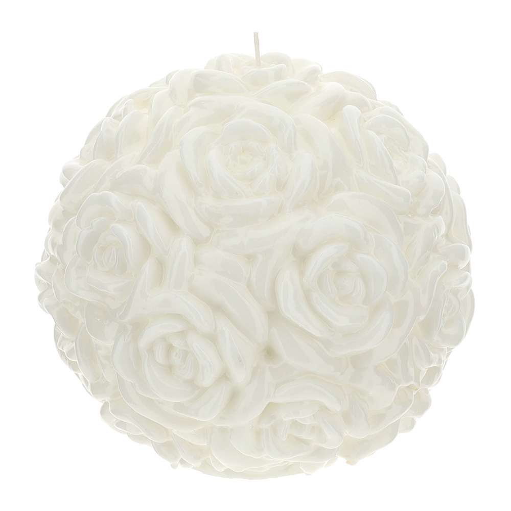 Candela sfera con rose laccata - disponibile in due colori - d 20 cm - Hervit